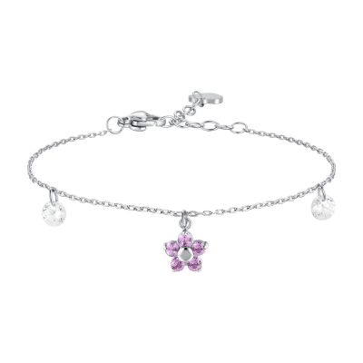 Luca Barra Bracciale Acciaio Fiore Zirconi Rosa