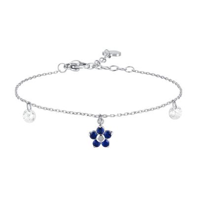 Luca Barra Bracciale Acciaio Fiore Zirconi Blu