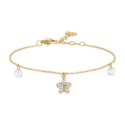 Luca Barra Bracciale Acciaio Gold Fiore Zirconi Bianchi