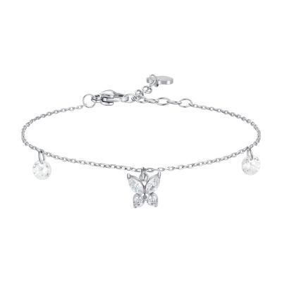 Luca Barra Bracciale Acciaio Farfalla Zirconi Bianchi