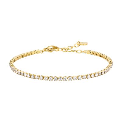 Luca Barra Tennis Acciaio Gold Zirconi Bianchi 2 mm