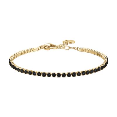 Luca Barra Tennis Acciaio Gold Zirconi Neri 2 mm