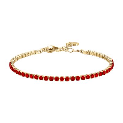Luca Barra Tennis Acciaio Gold Zirconi Rossi 2 mm