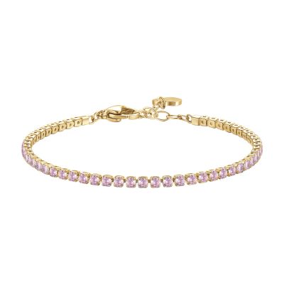 Luca Barra Tennis Acciaio Gold Zirconi Rosa 2 mm