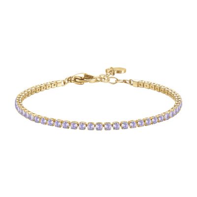 Luca Barra Tennis Acciaio Gold Zirconi Viola 2 mm