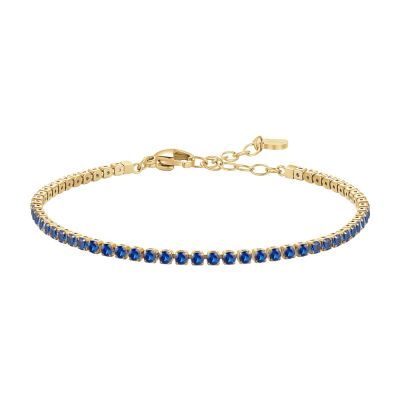 Luca Barra Tennis Acciaio Gold Zirconi Blu 2 mm