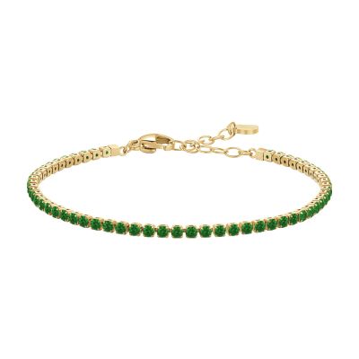 Luca Barra Tennis Acciaio Gold Zirconi Verdi 2 mm