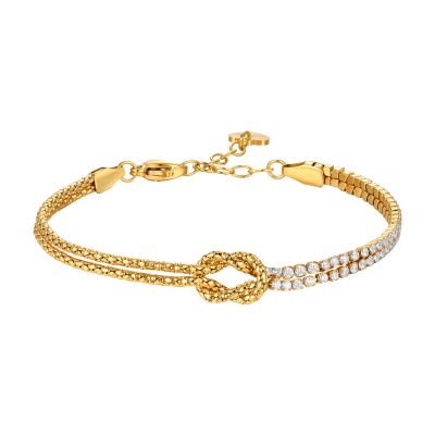 Luca Barra Bracciale Acciaio Gold con Nodo e Zirconi