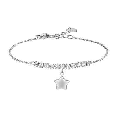 Luca Barra Bracciale Acciaio Stella e Zirconi Bianchi