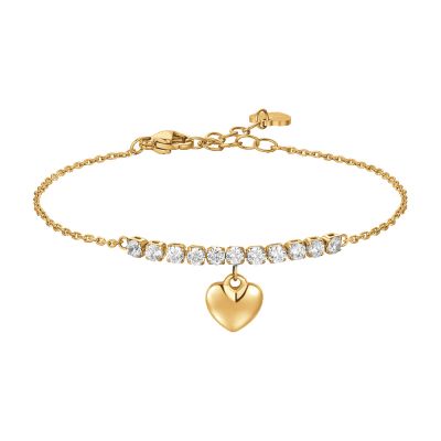 Luca Barra Bracciale Acciaio Gold Cuore e Zirconi