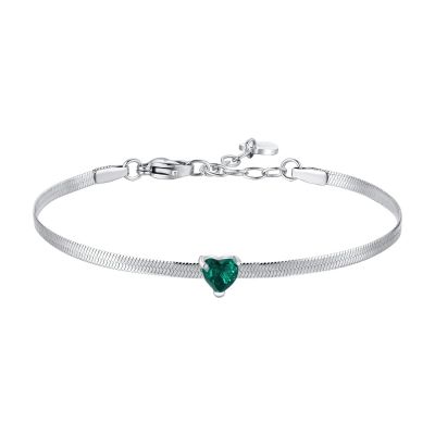 Luca Barra Bracciale Acciaio Cuore Verde
