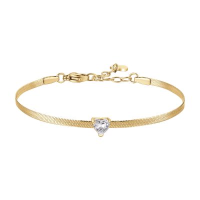 Luca Barra Bracciale Acciaio Gold Cuore Bianco