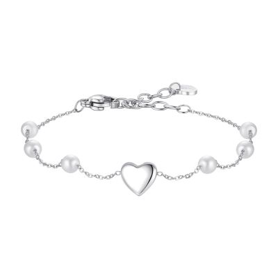 Luca Barra Bracciale Acciaio Cuore e Perle