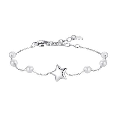 Luca Barra Bracciale Acciaio Stella e Perle