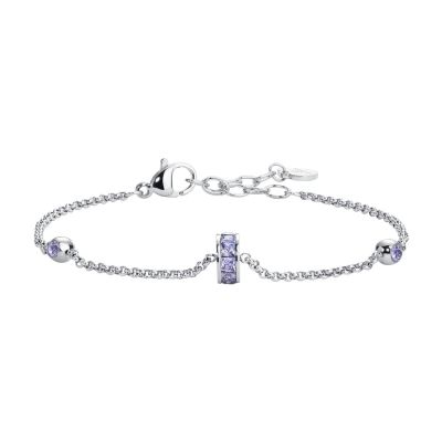 Luca Barra Bracciale Acciaio con Zirconi Viola