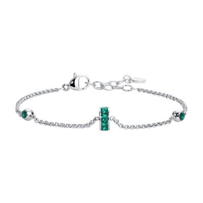 Luca Barra Bracciale Acciaio con Zirconi Verdi