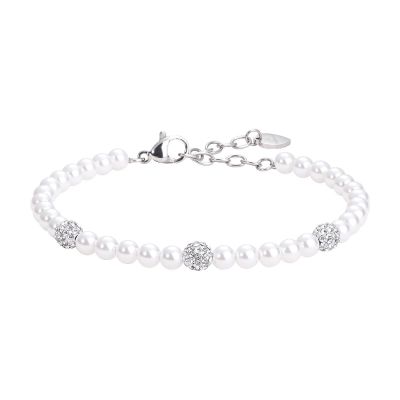 Luca Barra Bracciale Acciaio Perle Bianche
