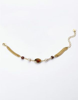 Barbieri Bracciale Metallo Dorato Pietre e Perle