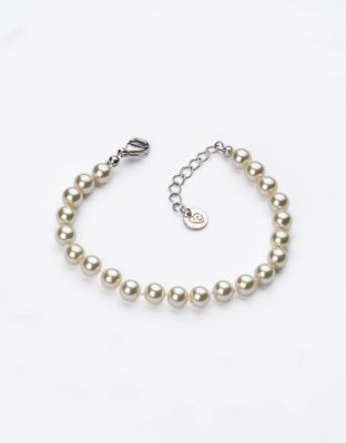 Barbieri Bracciale Metallo Rodiato Perle Crema