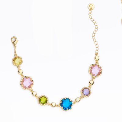 Barbieri Bracciale Metallo Dorato Cristalli Multicolor