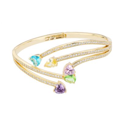 Barbieri Bracciale Metallo Dorato Cristalli Multicolor