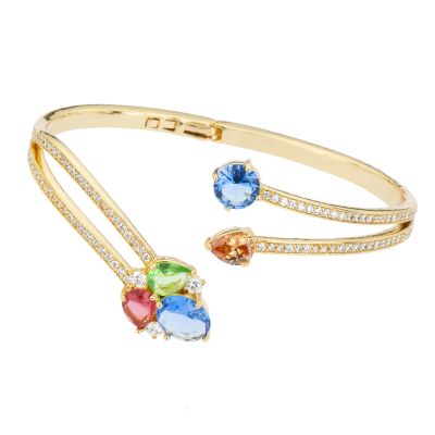 Barbieri Bracciale Metallo Dorato Cristalli Multicolor