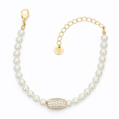Barbieri Bracciale Metallo Dorato Perle e Zirconi
