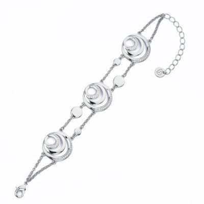 Barbieri Bracciale 2 Fili Metallo Rodiato e Zirconi