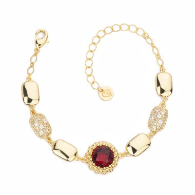 Barbieri Bracciale Metallo Dorato Rubino e Zirconi