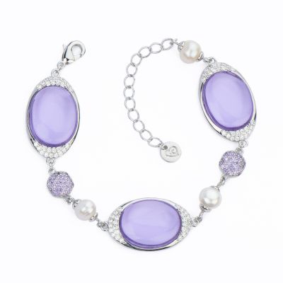 Barbieri Bracciale Metallo Rodiato Perle e Cristalli