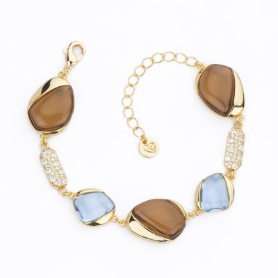 Barbieri Bracciale Metallo Dorato Cristalli e Zirconi