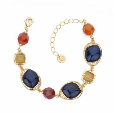 Barbieri Bracciale Metallo Dorato Cristalli e Pietre