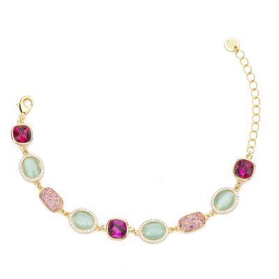 Barbieri Bracciale Metallo Gold Cristalli Multicolor