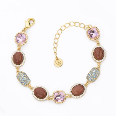 Barbieri Bracciale Metallo Dorato Cristalli e Zirconi