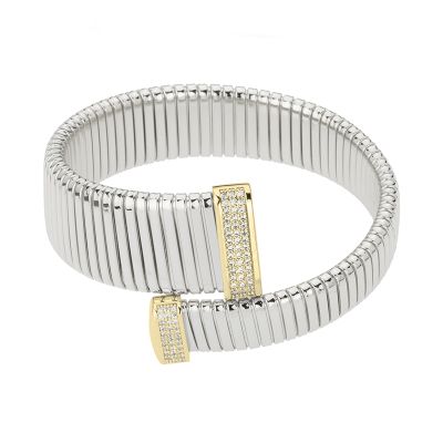 Barbieri Bracciale Tubogas Metallo Rodiato e Zirconi