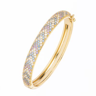 Barbieri Bracciale Rigido Metallo Gold ZIrconi Multicolor