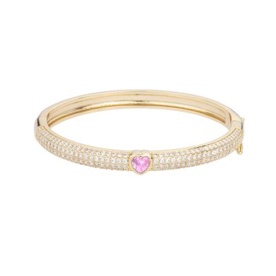 Barbieri Bracciale Rigido Metallo Gold ZIrconi e Cuore Rosa