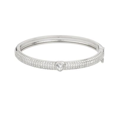 Barbieri Bracciale Rigido Metallo ZIrconi e Cuore