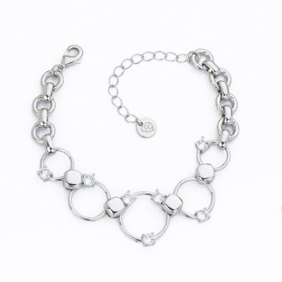 Barbieri Bracciale Metallo Anelli con Zirconi