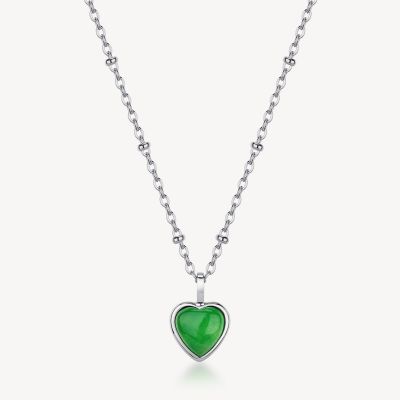 Brosway Collana Acciaio Cuore Giada Verde
