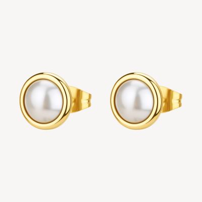 Brosway Orecchini Acciaio Gold Perla Bianca