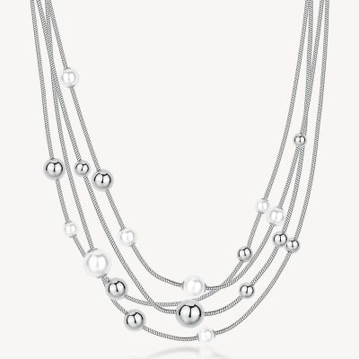 Brosway Collana 4 Fili Acciaio Sfere e Perle Perfect