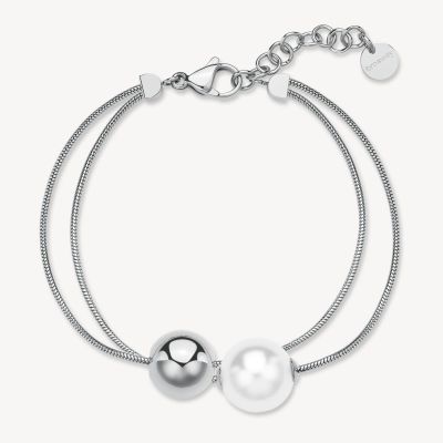 Brosway Bracciale 2 Fili Acciaio Perla e Sfera Perfect