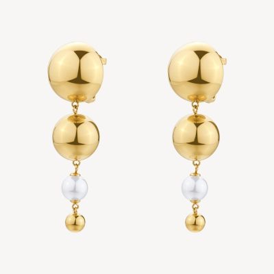 Brosway Orecchini Acciaio Gold Sfere e Perle Perfect