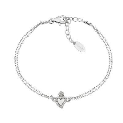 Amen Bracciale 2 Fili Argento Cuore Sacro