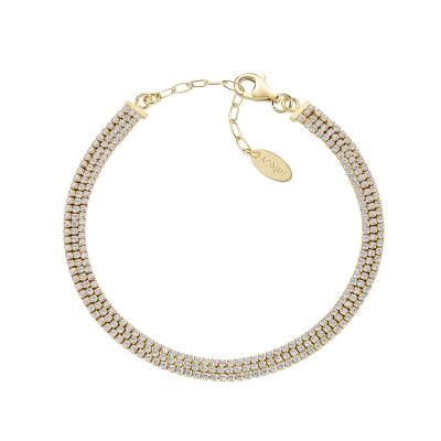 Amen Tennis Argento Gold 3 File di Zirconi Bianchi