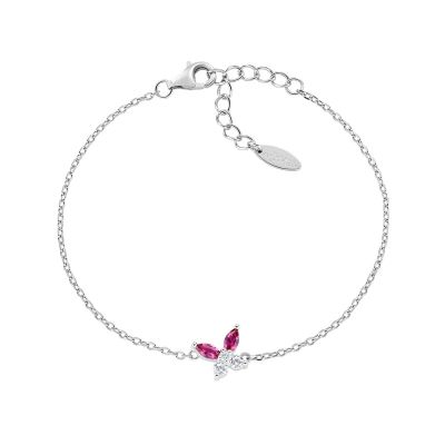 Amen Bracciale Argento Farfalla Zirconi Rossi e Bianchi