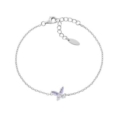 Amen Bracciale Argento Farfalla Zirconi Lavanda e Bianchi