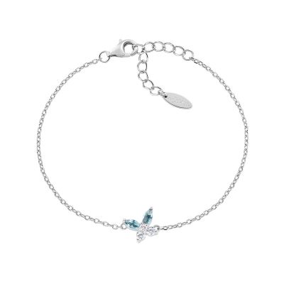 Amen Bracciale Argento Farfalla Zirconi Blu e Bianchi