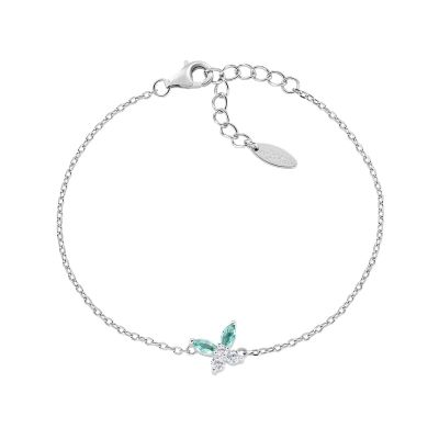 Amen Bracciale Argento Farfalla Zirconi Verdi e Bianchi